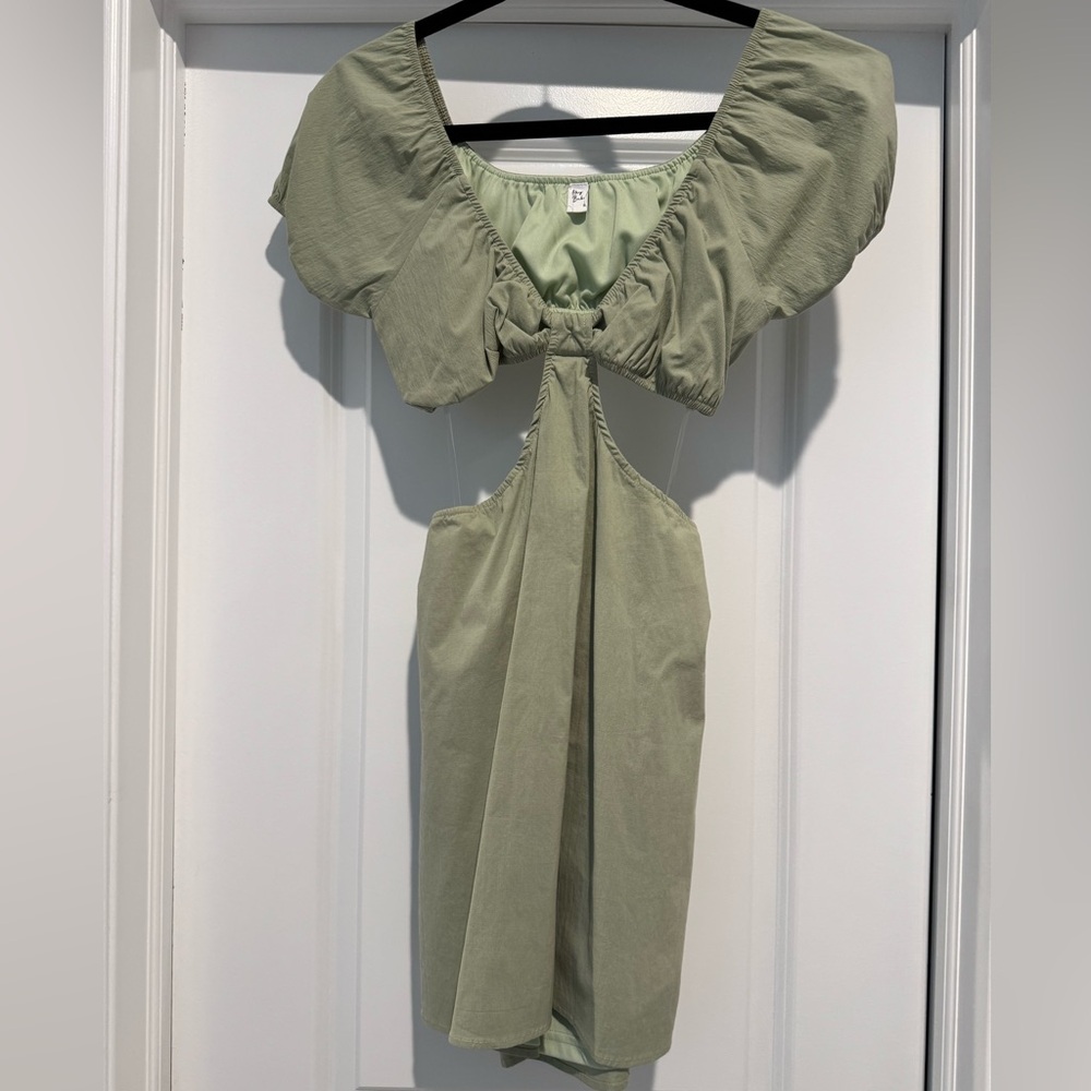 olive green cut out mini dress